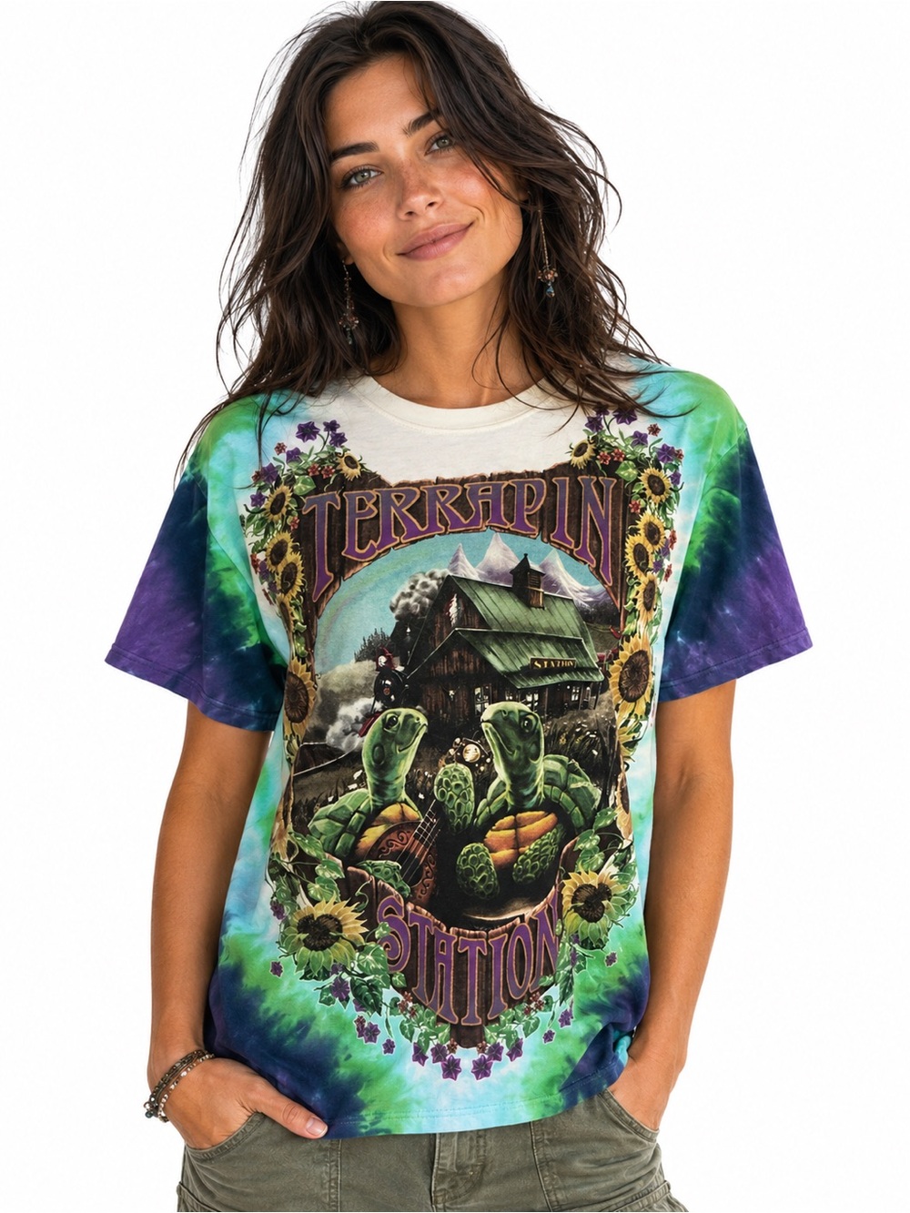 Liquid Blue Terrapin Station Grateful Dead Tie Dye T Shirt Womens Turtle